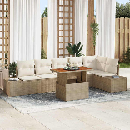 vidaXL Salon de jardin avec rangement 7 pcs Beige Rotin PE