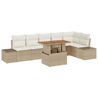 vidaXL Salon de jardin avec rangement 7 pcs Beige Rotin PE