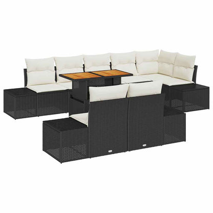 Garten-Sofa-Set mit Speicher 9 pcs Schwarz Poly Rattan