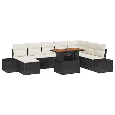 vidaXL Salon de jardin 9 pcs avec coffre de rangement Noir résine tressée