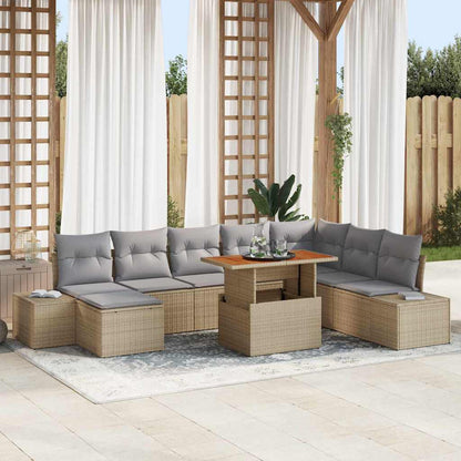 vidaXL Salon de jardin avec rangement 9 pcs Beige Résine tressée