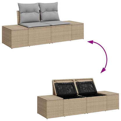 vidaXL Salon de jardin avec rangement 9 pcs Beige Résine tressée