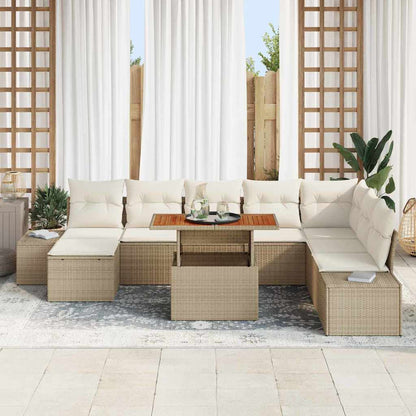 vidaXL Salon de jardin avec rangement 9 pcs Rotin synthétique Beige