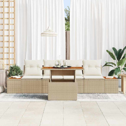 vidaXL Garten-Sofa-Set mit Speicher 5 pcs Beige Poly Rattan