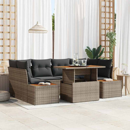 vidaXL Ensemble de canapés de jardin avec rangement 7 pcs Gris Résine tressée