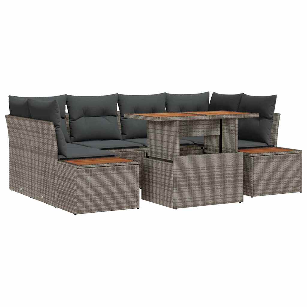 vidaXL Ensemble de canapés de jardin avec rangement 7 pcs Gris Résine tressée