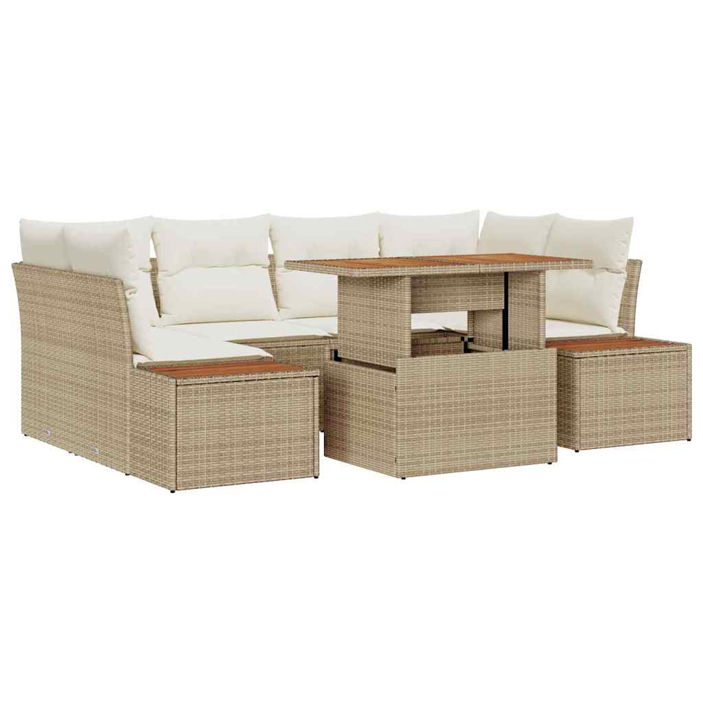 vidaXL Salon de jardin avec rangement 7 pcs Beige Rotin PE