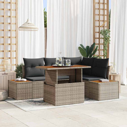 vidaXL Ensemble de canapés de jardin avec rangement 5 pcs Gris Résine tressée