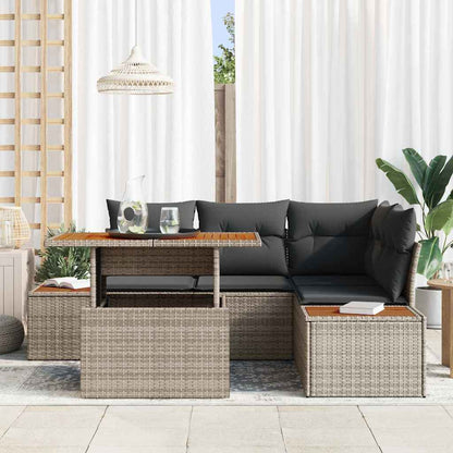 vidaXL Ensemble de canapés de jardin avec rangement 5 pcs Gris Résine tressée