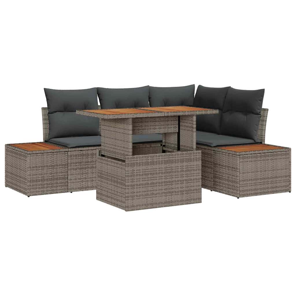vidaXL Ensemble de canapés de jardin avec rangement 5 pcs Gris Résine tressée