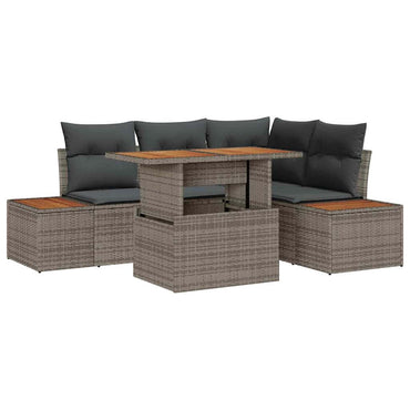 vidaXL Ensemble de canapés de jardin avec rangement 5 pcs Gris Résine tressée