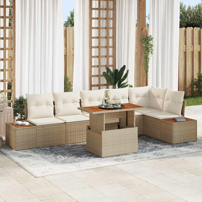 vidaXL Salon de jardin avec rangement 7 pcs Beige Rotin PE