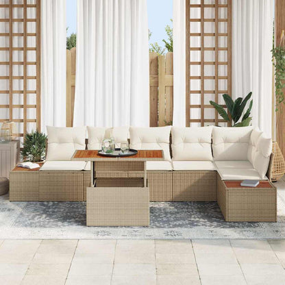 vidaXL Salon de jardin avec rangement 7 pcs Beige Rotin PE