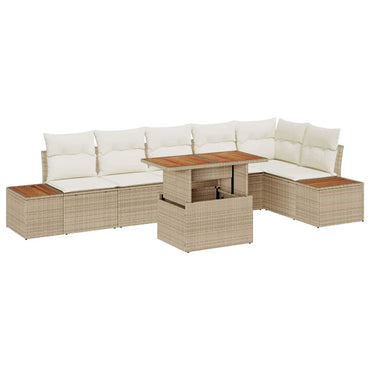 vidaXL Salon de jardin avec rangement 7 pcs Beige Rotin PE
