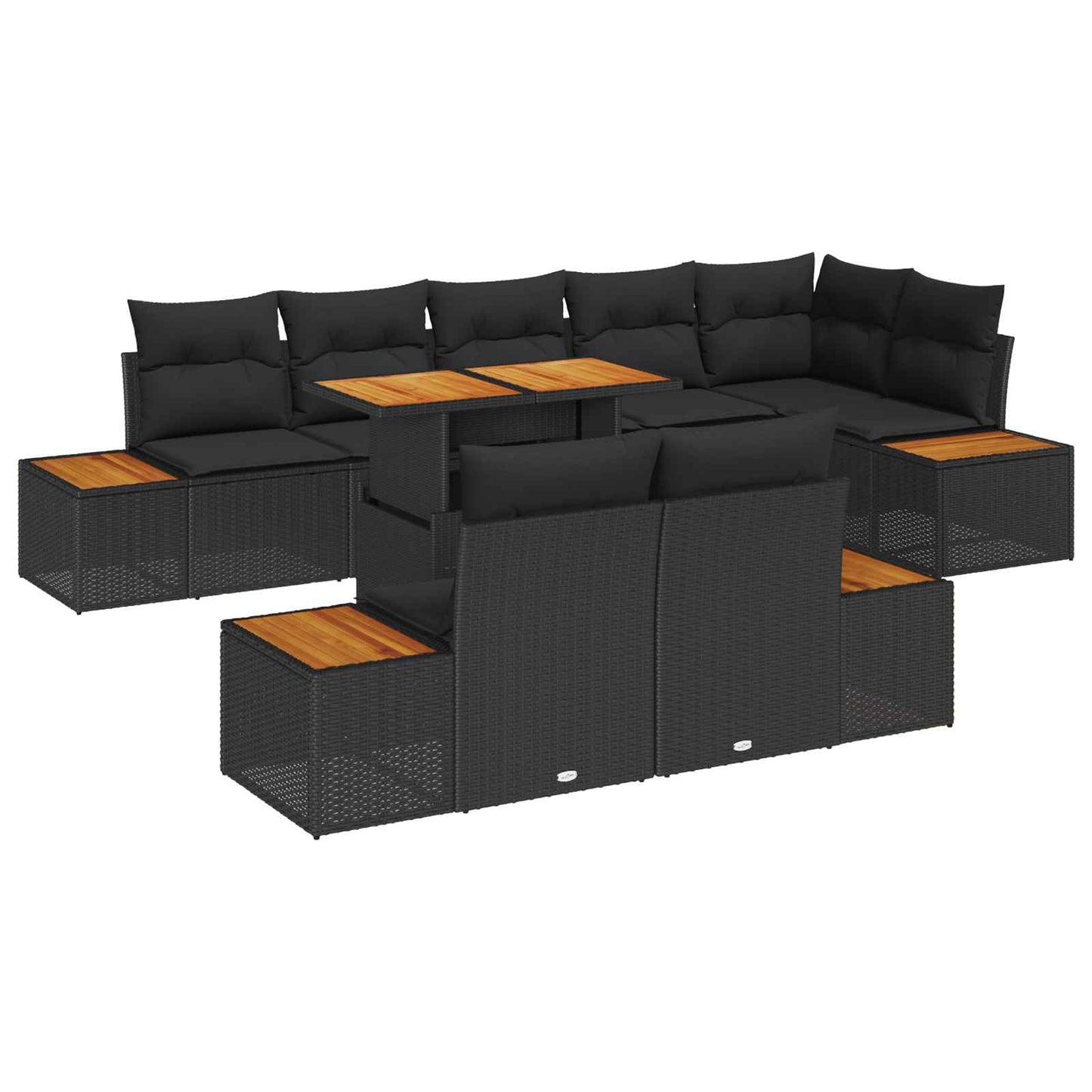 Garten-Sofa-Set mit Speicher 9 pcs Schwarz Poly Rattan