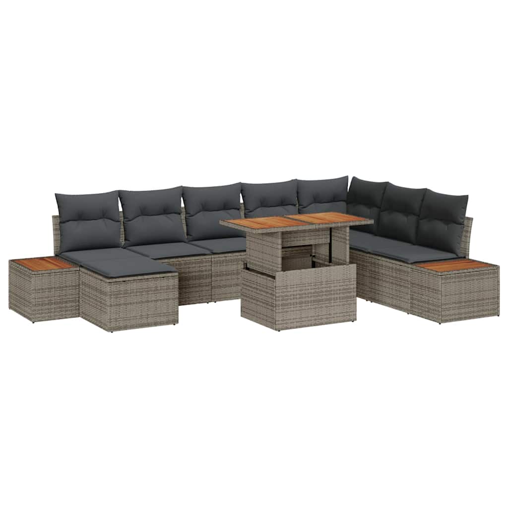 vidaXL Salon de jardin avec rangements 9 pcs Gris Résine tressée