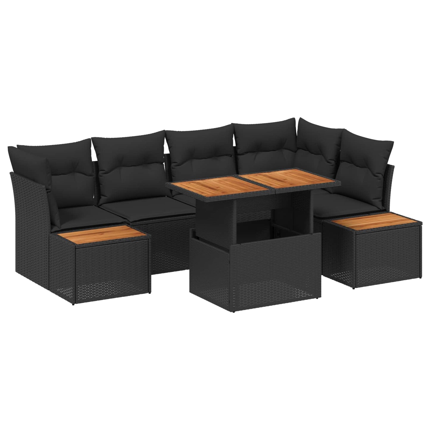 Garten-Sofa-Set mit Speicher 10 pcs Schwarz Poly Rattan
