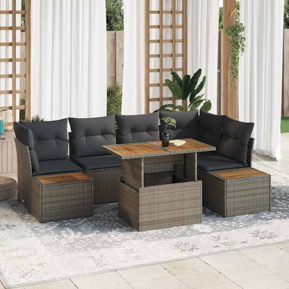 vidaXL Garten-Sofa-Set mit Speicher 10 pcs Grau Poly Rattan