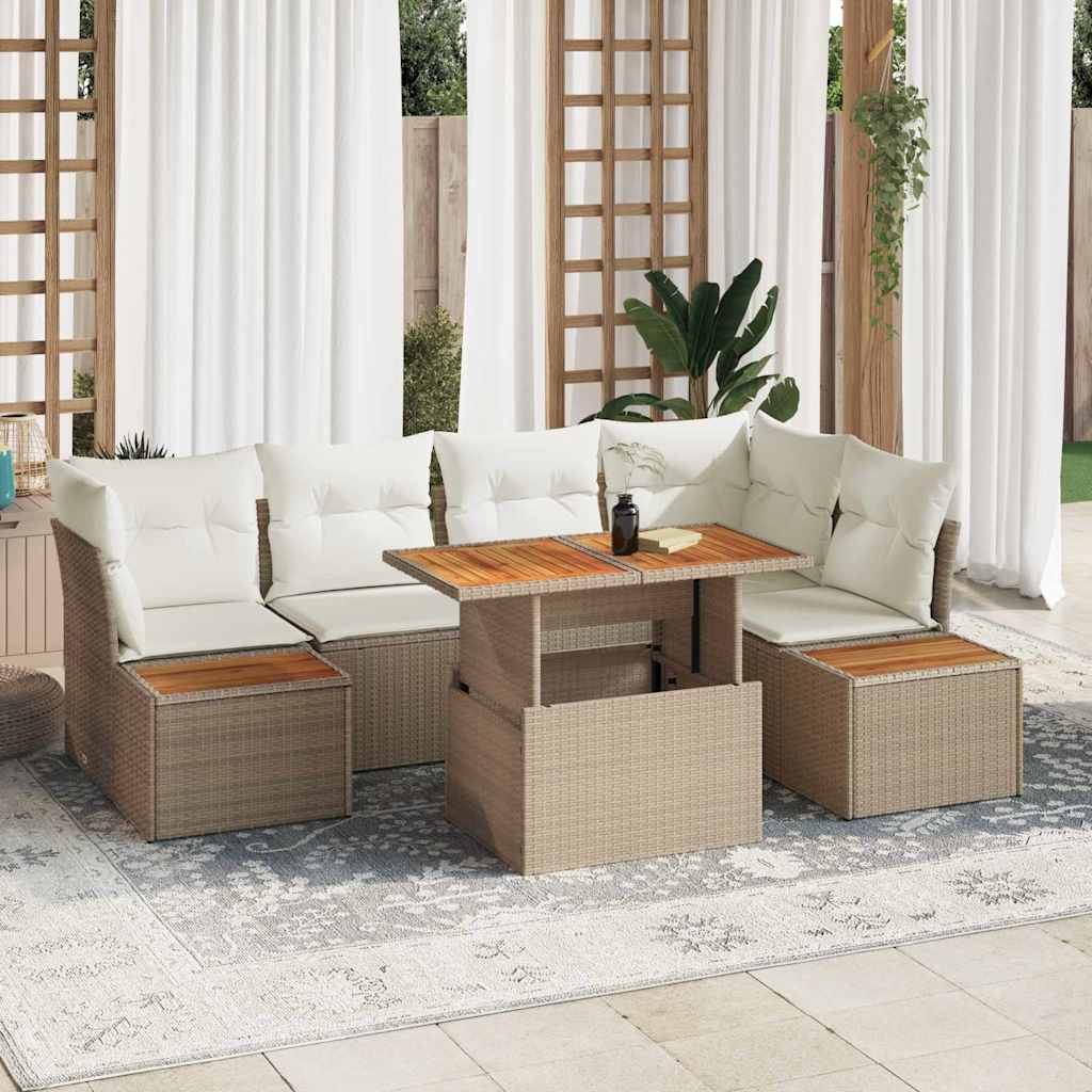 vidaXL Garten-Sofa-Set mit Speicher 10 pcs Beige Poly Rattan