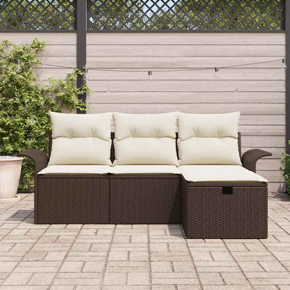 vidaXL Gartensofa-set mit Kissen 4 pcs Braun und Creme Poly-Rattan