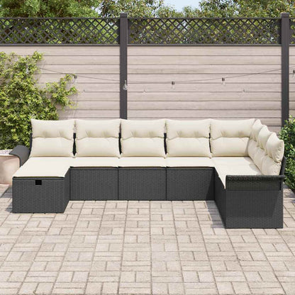 vidaXL Salon de jardin avec coussins 8 pcs Noir et crème Résine tressée