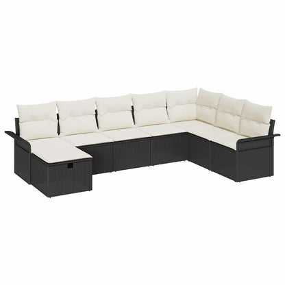 vidaXL Salon de jardin avec coussins 8 pcs Noir et crème Résine tressée