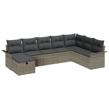 vidaXL Ensemble de canapés de jardin avec coussins et rangement 8 pcs Gris résine tressée