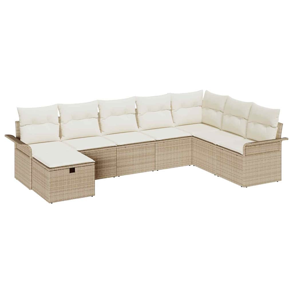vidaXL Salon de jardin avec coussins 8 pcs Beige et crème résine tressée