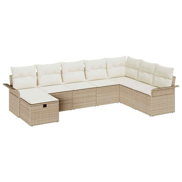 vidaXL Salon de jardin avec coussins 8 pcs Beige et crème résine tressée