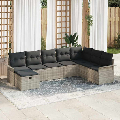 vidaXL Salon de jardin avec coussins 8 pcs Gris clair Résine tressée