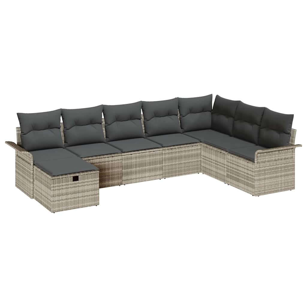 vidaXL Salon de jardin avec coussins 8 pcs Gris clair Résine tressée
