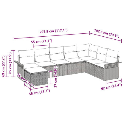 Gartensofa-set mit Kissen 8 pcs Schwarz Poly-Rattan