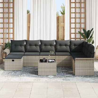 vidaXL Salon de jardin avec coussins 9 pcs Gris clair Résine tressée