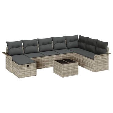 vidaXL Salon de jardin avec coussins 9 pcs Gris clair Résine tressée