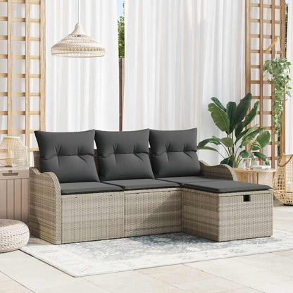 vidaXL Gartensofa-set mit Kissen 4 pcs Hellgrau Poly-Rattan