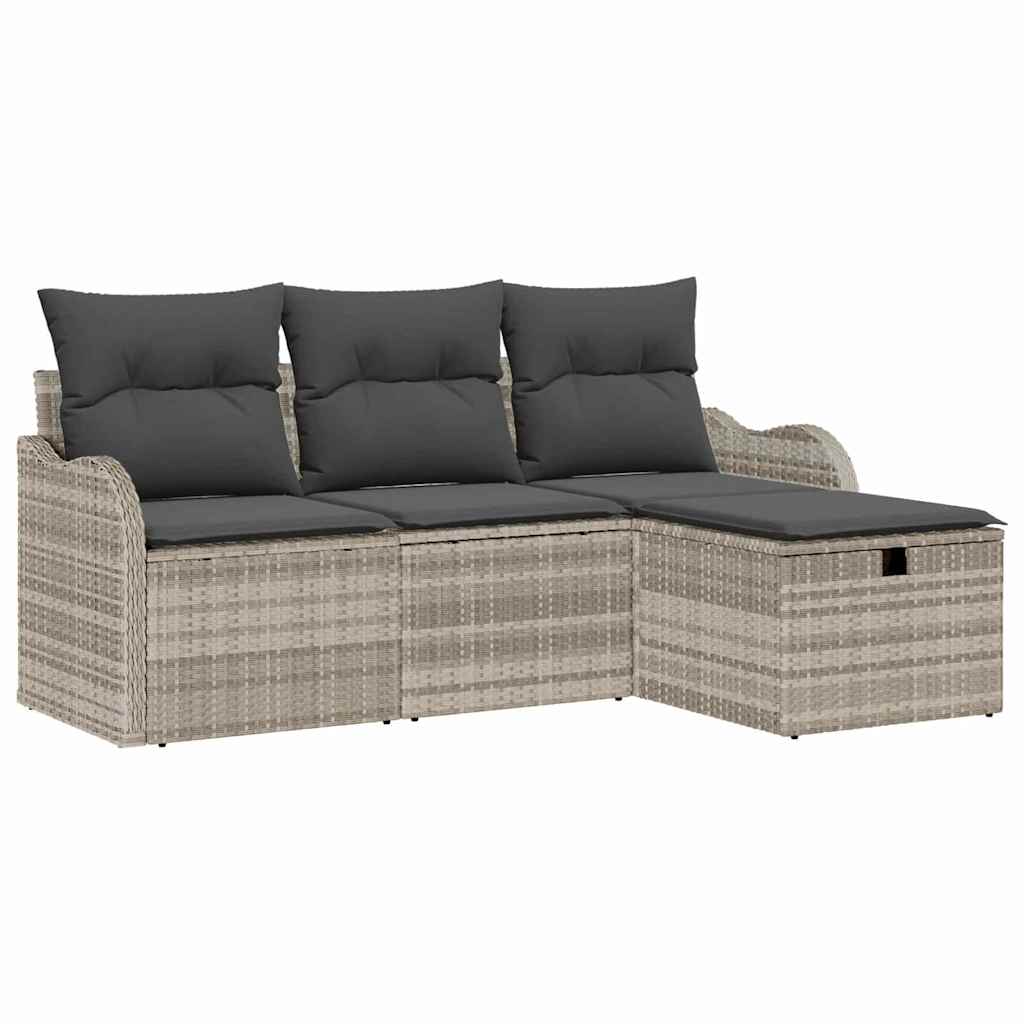 vidaXL Gartensofa-set mit Kissen 4 pcs Hellgrau Poly-Rattan