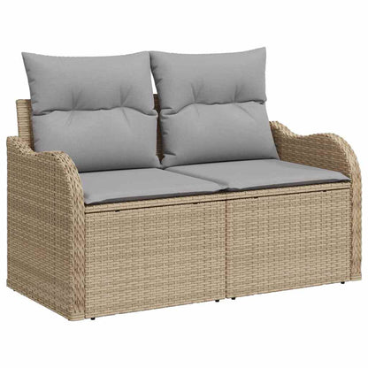 Garten-Sofa-Set mit Kissen 5 pcs Beige und Hellgrau Poly Rattan