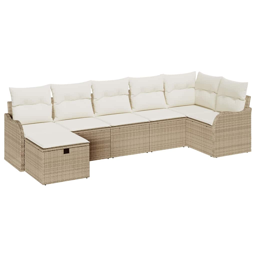 Sofa Set mit Kissen mit Speicher Beige und Creme Poly-Rattan