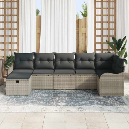 Sofa Set mit Kissen mit Speicher Hellgrau Poly-Rattan