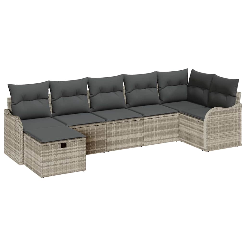 Sofa Set mit Kissen mit Speicher Hellgrau Poly-Rattan