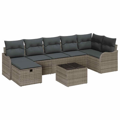 Sofa Set mit Kissen mit Speicher Grau Poly-Rattan