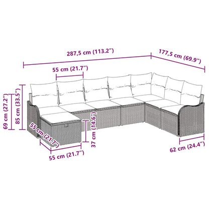 Sofa Set mit Kissen mit Speicher Beige und Hellgrau Poly-Rattan