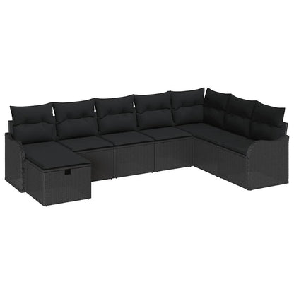 Sofa Set mit Kissen mit Speicher Schwarz Poly-Rattan
