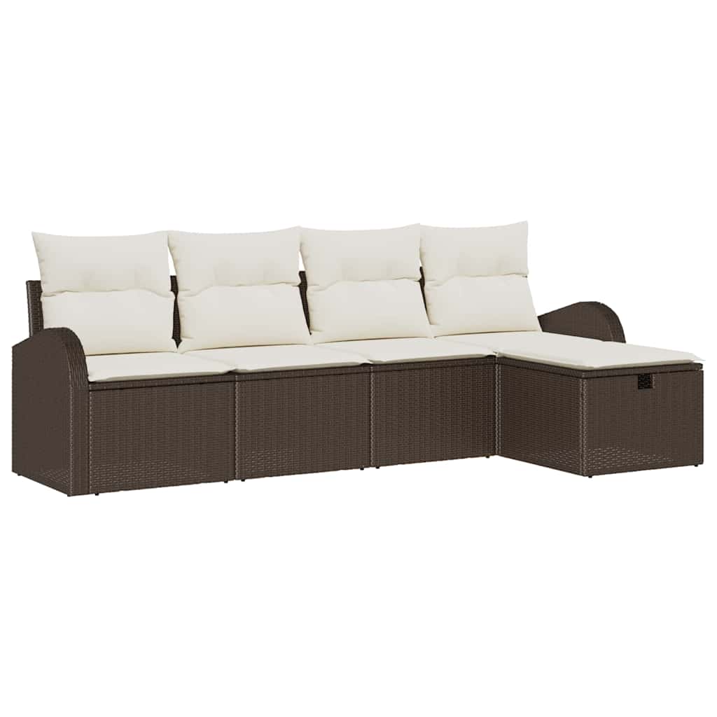 Sofa Set mit Kissen mit Speicher Braun und Creme Poly-Rattan