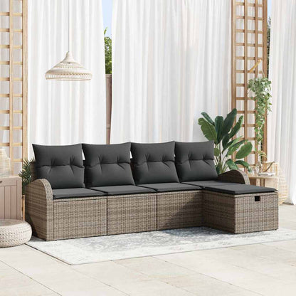 Sofa Set mit Kissen mit Speicher Grau Poly-Rattan