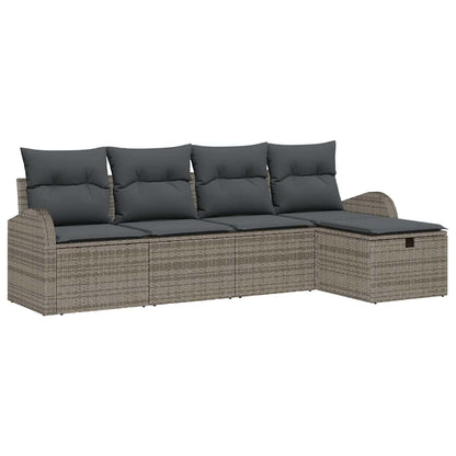 Sofa Set mit Kissen mit Speicher Grau Poly-Rattan