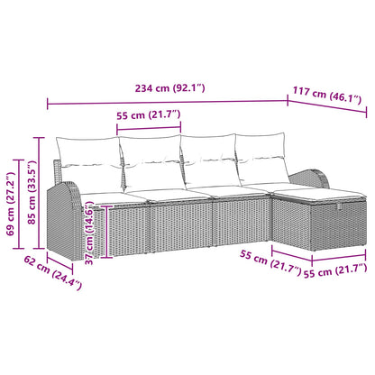 Sofa Set mit Kissen mit Speicher Schwarz Poly-Rattan