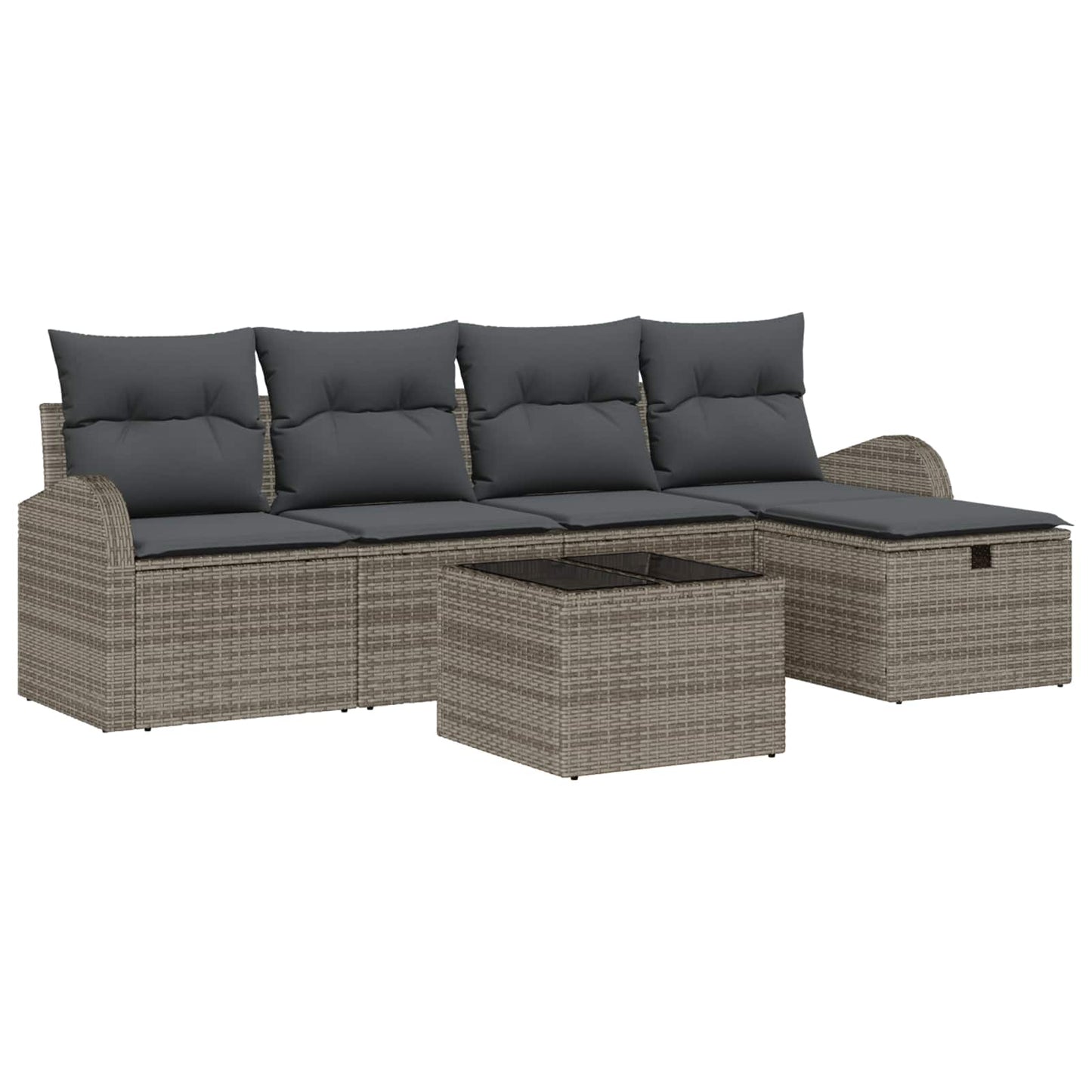 Sofa Set mit Kissen mit Speicher Grau Poly-Rattan