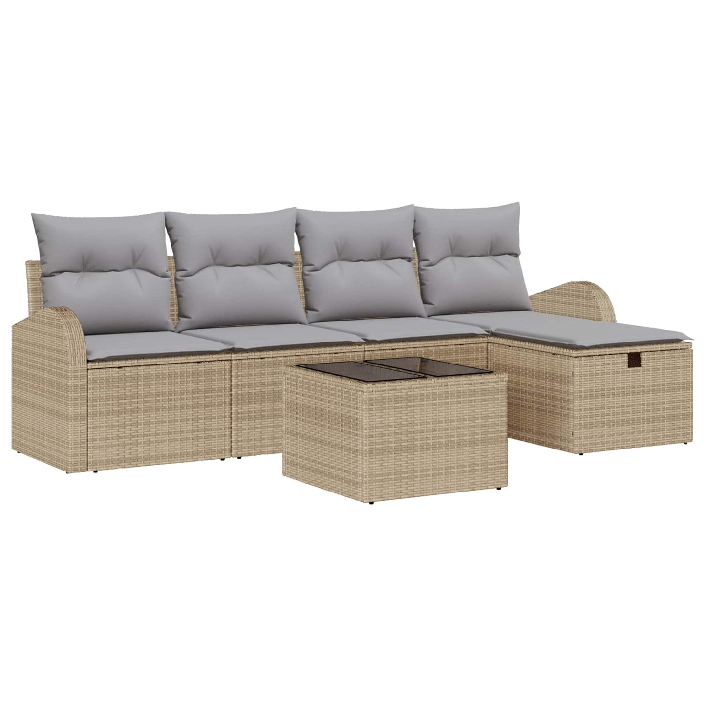 Sofa Set mit Kissen mit Speicher Beige und Hellgrau Poly-Rattan