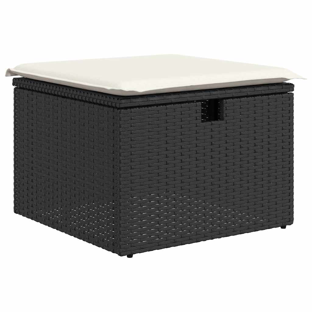 vidaXL Ensemble de canapés avec coussins avec rangement Noir et crème Polyrotin